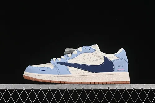 All categories Air Jordan Jordan series basketball shoes Air Jordan 1 Low High-end customized low-top sneakers Travis Scott x Fragment Design x Air Jordan 1 Low OG SP AJ1 Joe 1 Kaws joint double blue raw rubber low-top cultural and casual sneakers ZH2598-164